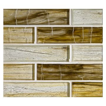 1" x 4" Brick glass mosaic in Yettreon color with a natural finish.