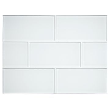 3"x 6" glass subway tile in Cambas color with a natural finish.