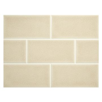 3" x 6" ceramic tile in Sandar color with Deep Glaze crackle finish.
