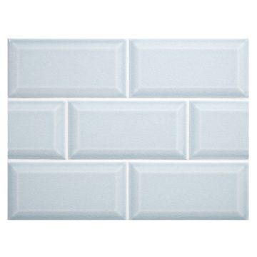 3" x 6" beveled ceramic tile in Blue color with a crackle finish.