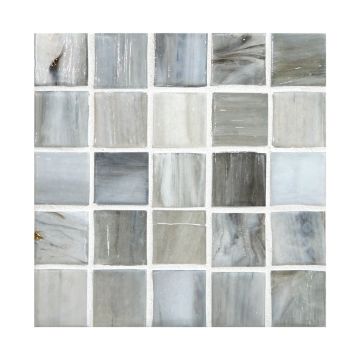 1" Square glass mosaic in Bai color with a pearl finish.