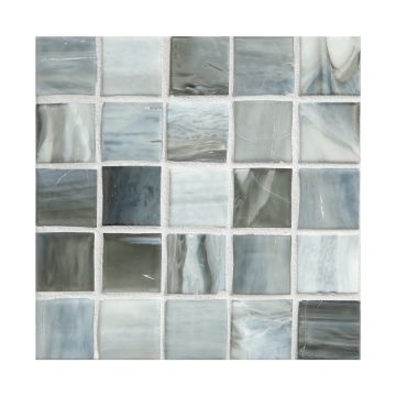 1" Square glass mosaic in Pesta color with a silk finish.