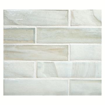 1" x 4" Brick glass mosaic in Aslon color with a pearl finish.
