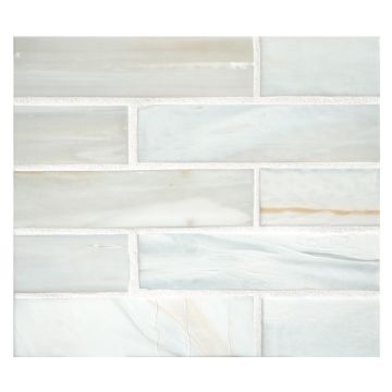 1" x 4" Brick glass mosaic in Aslon color with a silk finish.