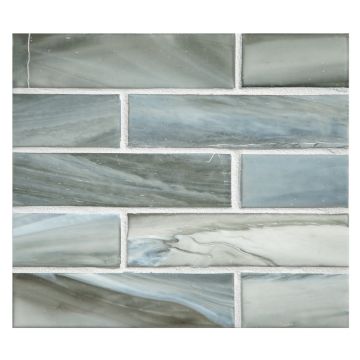 1" x 4" Brick glass mosaic in Pesta color with a silk finish.