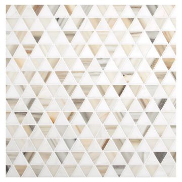 1" Equilateral Triangle mosaic tile in honed and polished White Blossom marble.