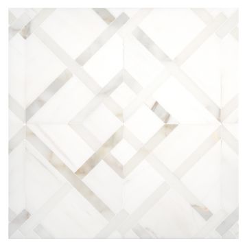 Easton mosaic tile in White Whisp Dolomiti and Calacatta Gold marble.