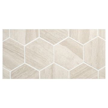 3-1/4" Hexagon porcelain mosaic tile in Cara color with a matte finish.