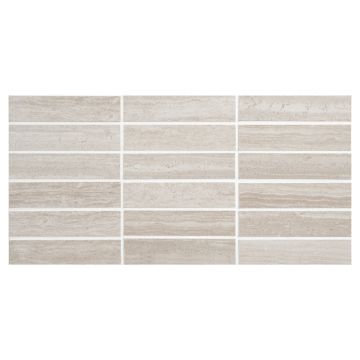 1" x 4" Stacked porcelain mosaic tile in Malu with a matte finish.