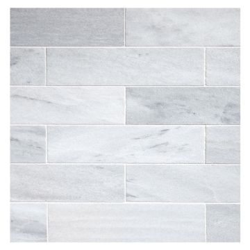 2" x 8" subway tile in honed Asher marble.