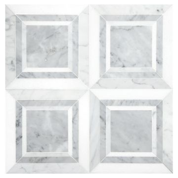 6" Squarington square mosaic in Thassos and Carrara marble.