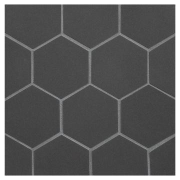 2" Hexagon porcelain mosaic tile in unglazed Black color.
