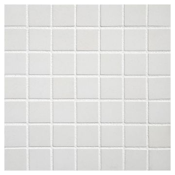 3/4" Square porcelain mosaic tile in unglazed Dove White color.