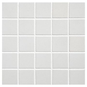 1" Square porcelain mosaic tile in unglazed Dove White color.