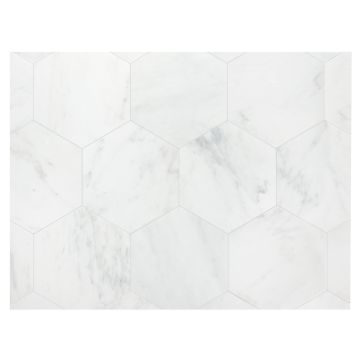 12" Hexagon Marble Tile | White Blossom Ultra Premium - Honed | Stone Tile Collection