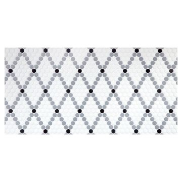 Lantern Lattice Mosaic | White, Light Gray & Black - Matte | Eco Design Glass
