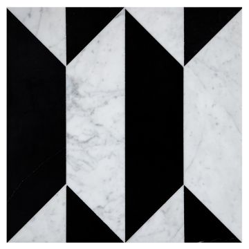 Chrysler Spire Solid tile pattern in Carrara and Nero Marquina marble.