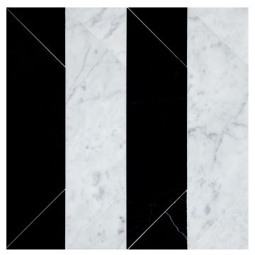 Streamline Moderne Solid tile pattern in Carrara and Nero Marquina marble.