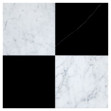 Checkered tile pattern in Carrara and Nero Marquina marble.