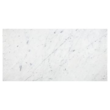One full 12" x 24" field tile in Carrara Claro Light honed marble.