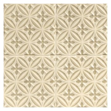 6" x 6" Caspa Deco Tile in Sandar color with a deep glaze crackle finish.