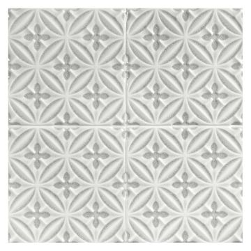 6" x 6" Caspa Deco Tile in Seff Grey color with a deep glaze crackle finish.