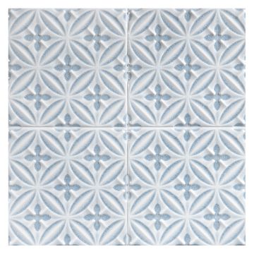 6" x 6" Caspa Deco Tile in Tosal color with a deep glaze crackle finish.