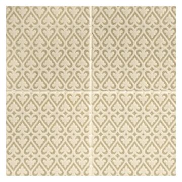6" x 6" Persa Deco Tile in Sandar color with a deep glaze crackle finish.