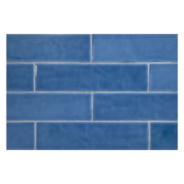 2" x 8" Zollage hand made look tile in After Blue color with a gloss finish.