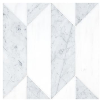 Chrysler Spire Solid tile pattern in White Whisp Dolomiti and Carrara marble.