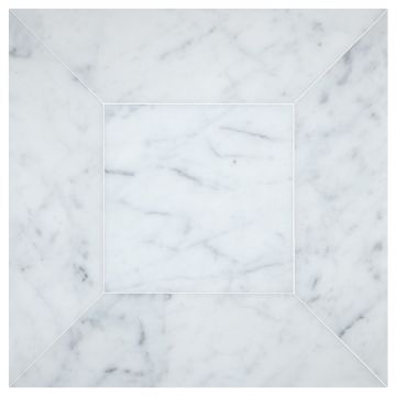 Delano Solid tile pattern in honed Carrara marble.