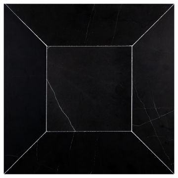 Delano Solid tile pattern in honed Nero Marquina marble.