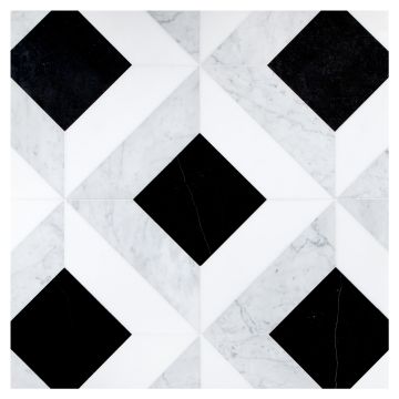 Delano Solid | Thassos - Carrara Claro Light - Nero Marquina | Art of Deco Marble Tile