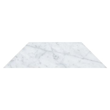 3" x 12" Trapezoid tile in honed Carrara marble.