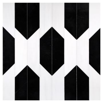 Solid Hex Tech | White Whisp Dolomiti - Nero Marquina | Art of Deco Marble Tile