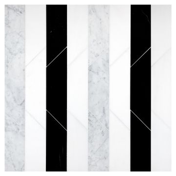 Streamline Moderne Solid Blend | Thassos - Carrara - White Whisp Dolomiti - Nero Marquina | Art of Deco Tile