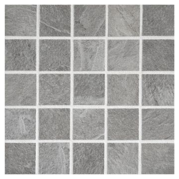 1" square porcelain mosaic in natural finished Grey color.