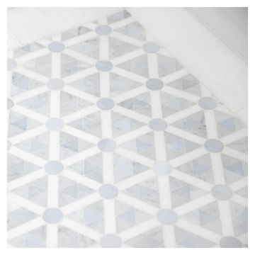 Mercator | Blue Caress Light Polished - Thassos - Carrara Claro Light - Honed | Visual Dimensions Marble Mosaic