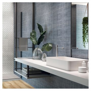 12" x 24" Rectified Tile | Blue - Fabric Matte | Hadentet Porcelain Collection
