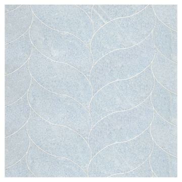 La Courbe Delicat Couler A+B in Blue Celeste honed marble, seen in the Briller pattern layout.