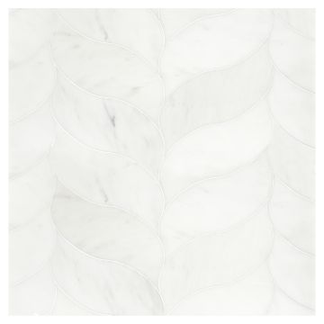 La Courbe Delicat Couler A+B in White Blossom Ultra Premium honed marble, seen in the Briller pattern layout.