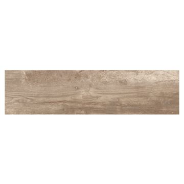 Livingston Wood Look Porcelain 8" x 40" Tile in Marrone with a matte finish.