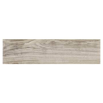 Livingston Wood Look Porcelain 8" x 40" Tile in Tortora with a matte finish.