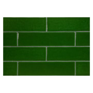 2" x 8" Zollage hand made look tile in Lorde Green color with a crackle finish.