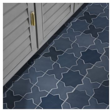 Star X Cross Tile | Twi Blue X Sixteen - Matte | True Tile Made in the Shade X 16 Porcelain Series