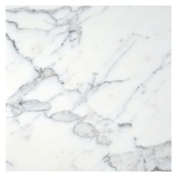 12" square tile in polished Statuary marble.