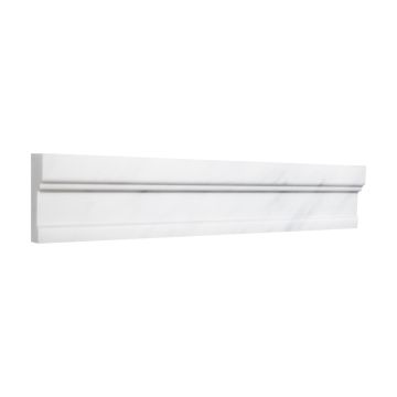 2-1/8" x 12" Architectural Chair Rail molding in honed White Blossom marble.