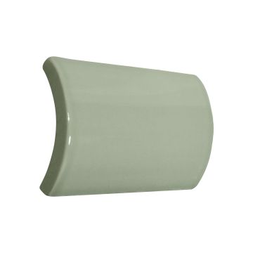 2" x 6" Quarter Round ceramic molding in White Celadon with a gloss finish.