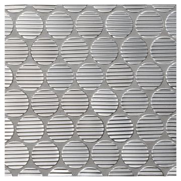 1" Penny Round metal mosaic in Stainless Steel with a Ribbed finish.
