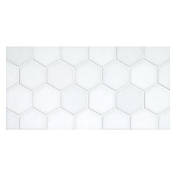 2" Hexagon mosaic in polished Thassos marble.